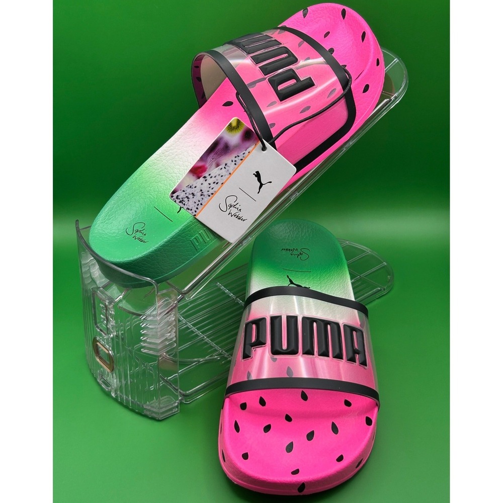 Puma x Sophia Webster Leadcat Candy Princess Watermelon Slides 6.5 Pink Green